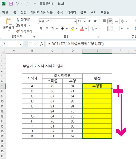 엑셀 IF함수 사용하기 - IF함수 사용방법