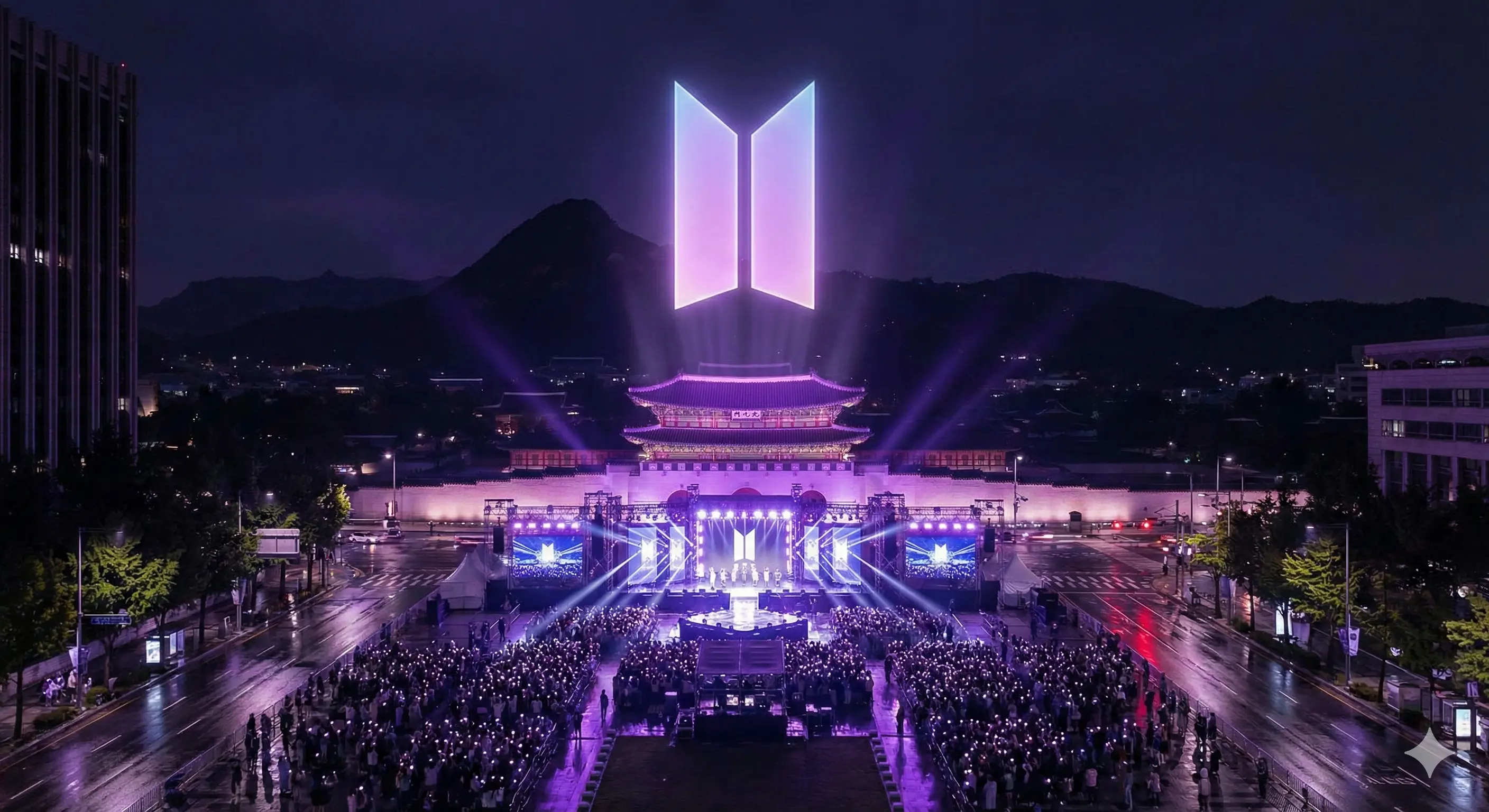 광화문광장에서 펼쳐지는 BTS 컴백 라이브 공연 상상도