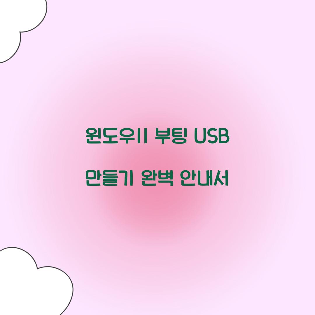 윈도우11 부팅 USB 만들기
