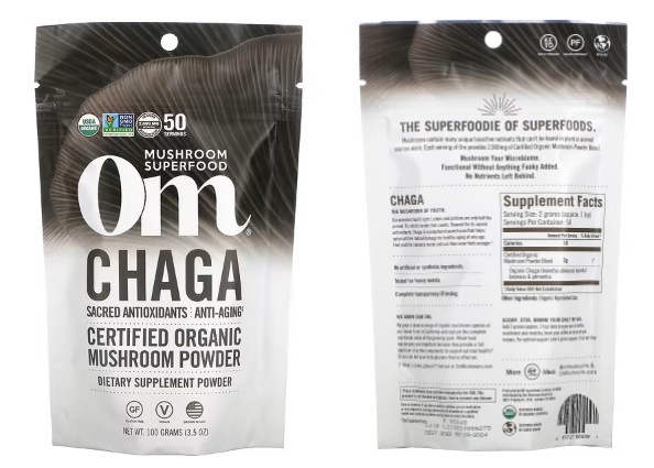 Om Mushrooms&#44; 차가&#44; 100% 유기농 머시룸 파우더&#44; 3.5 oz (100 g)