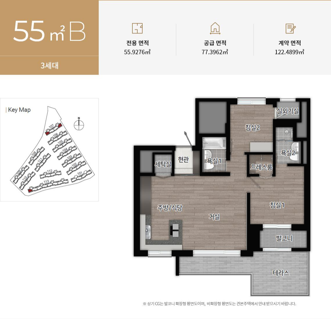 힐스테이트 수원 테라스 55B 평면도