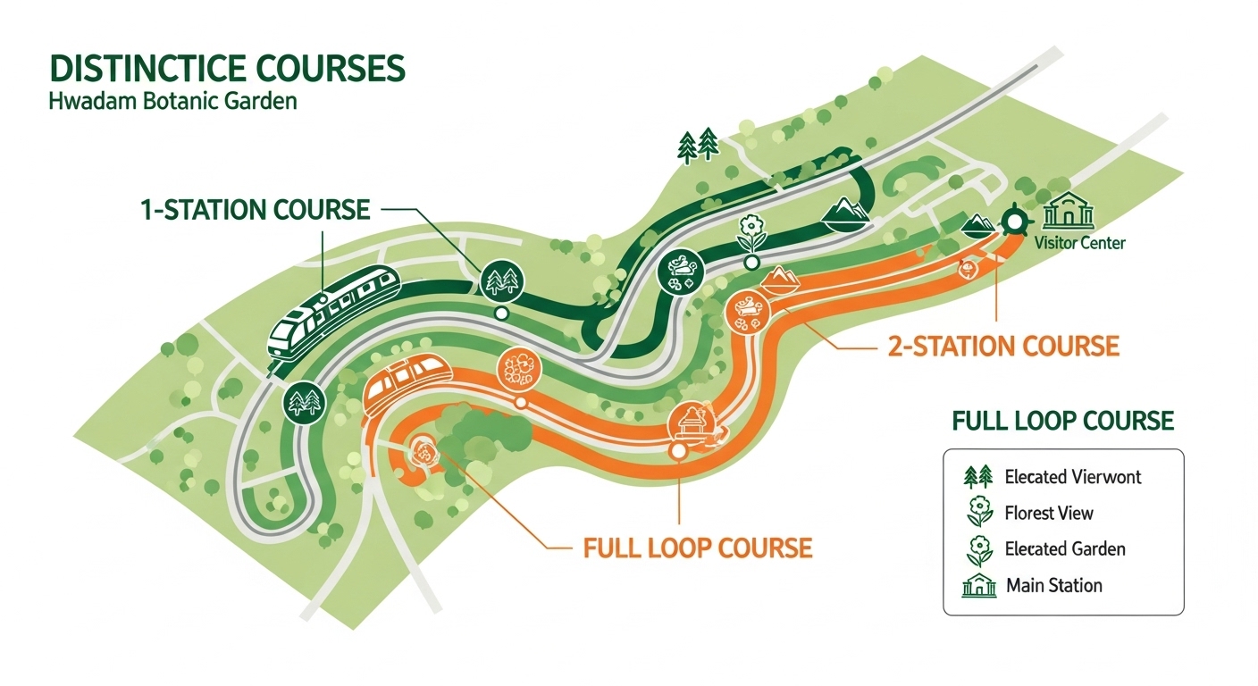 화담숲 모노레일의 세 가지 코스(1구간, 2구간, 순환)를 보여주는 안내도
