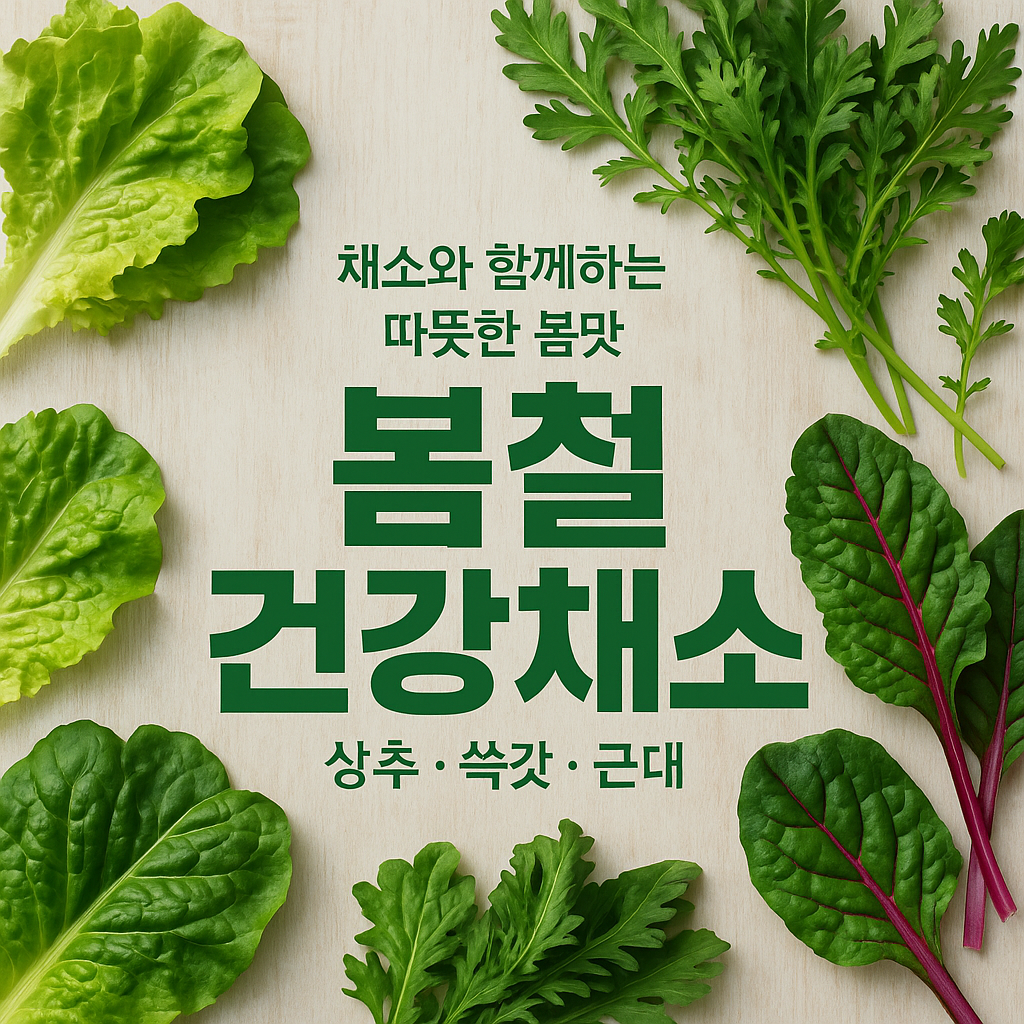 봄철 건강 채소 (상추, 쑥갓, 근대) 포스터