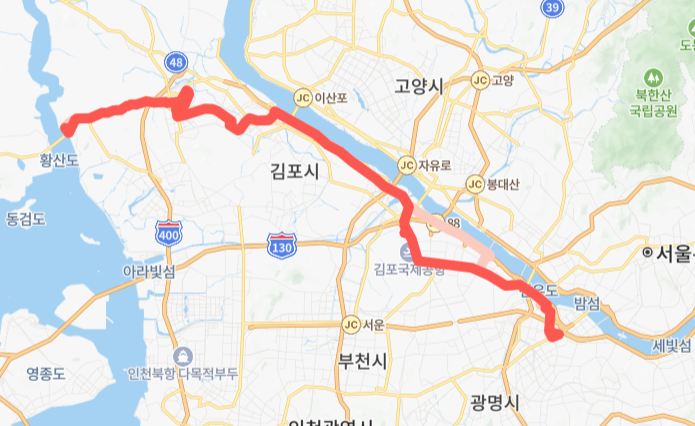 김포-서울-8000번-버스-노선-지도