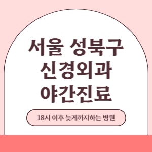 서울 성북구 야간진료 신경외과 병원 (18시 이후 늦게까지하는 병원)