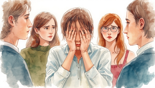 상황을 빠르게 파악하고 행동으로 옮기는 능력이 뛰어나지만, 그 즉흥성 때문에 때로는 실수를 저지르기도 합니다. 그리고 그 실수가 타인 앞에서 드러날 때, ESTP는 강한 수치심을 경험합니다에 관한 그림입니다.