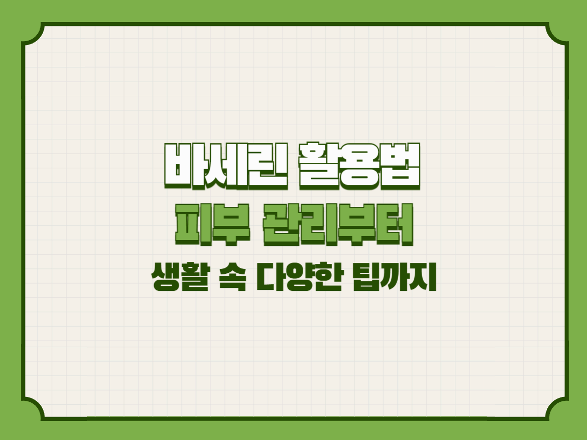 바세린 활용법 &ndash; 피부 관리부터 생활 속 다양한 팁까지