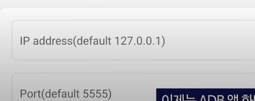 IP 주소 및 포트 입력 창