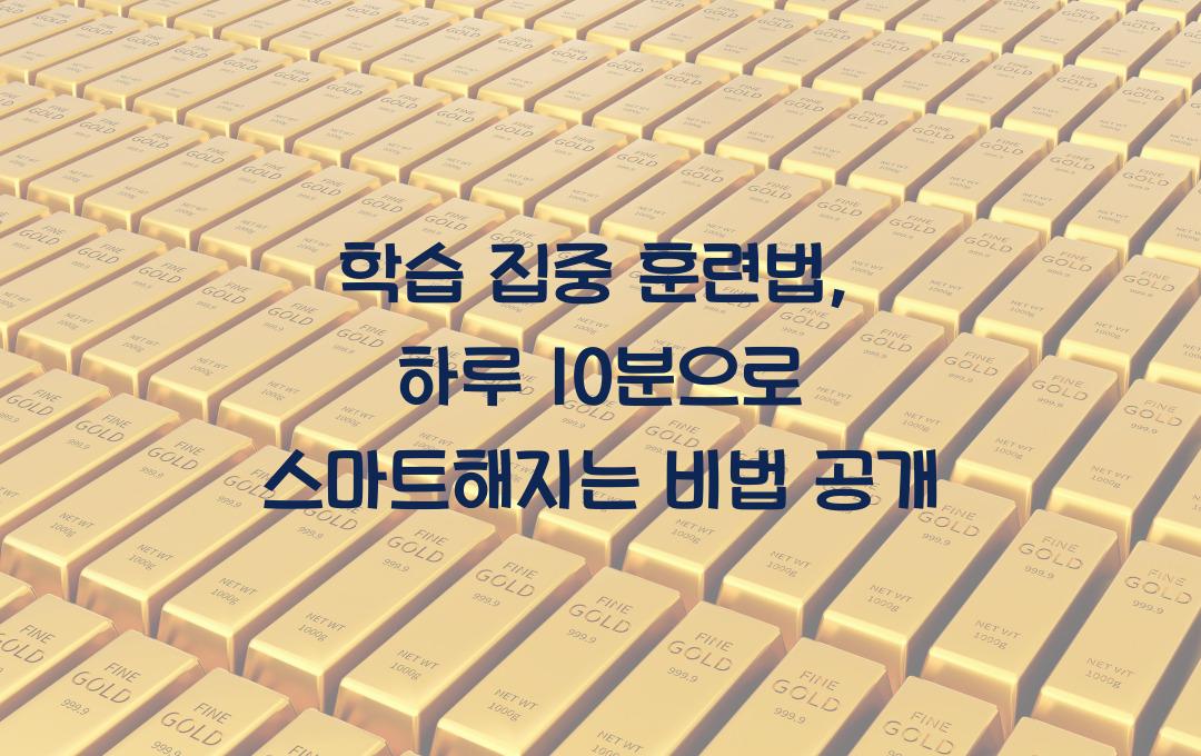학습 집중 훈련법: 하루 10분으로 효과를 보는 훈련