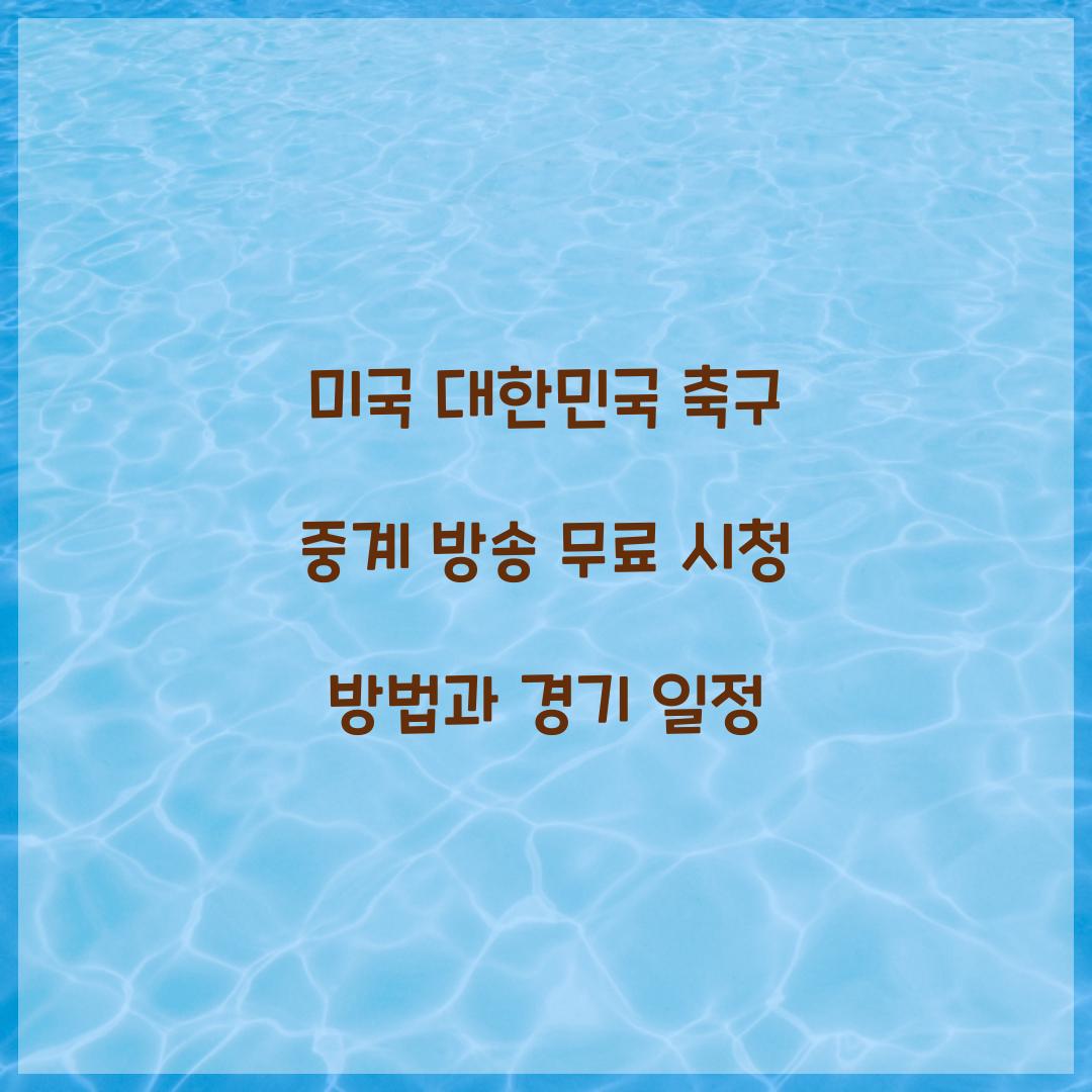 미국 대한민국 축구 중계 방송