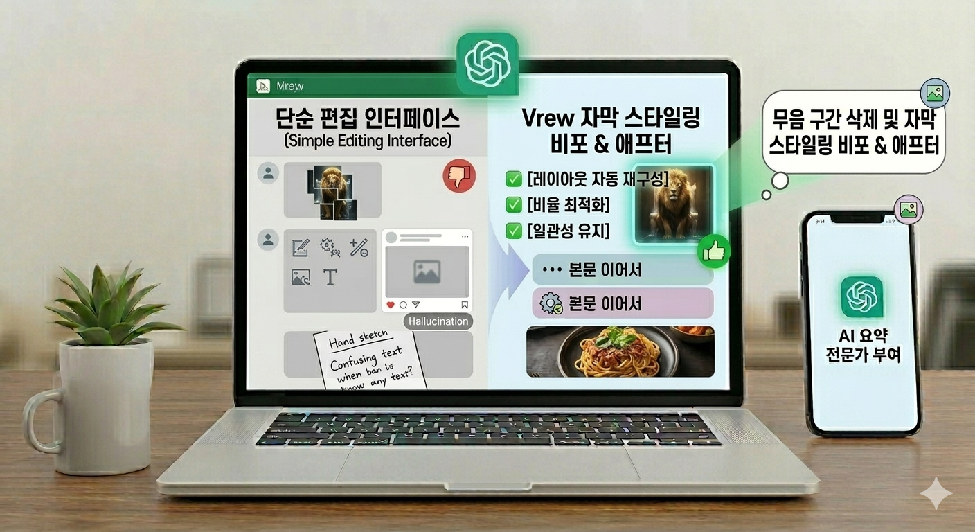 무음 구간 자동 삭제 전후 비교 및 자막 스타일링 비포 & 애프터