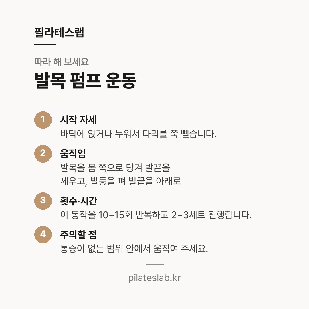 발목 펌프 운동 따라 하기