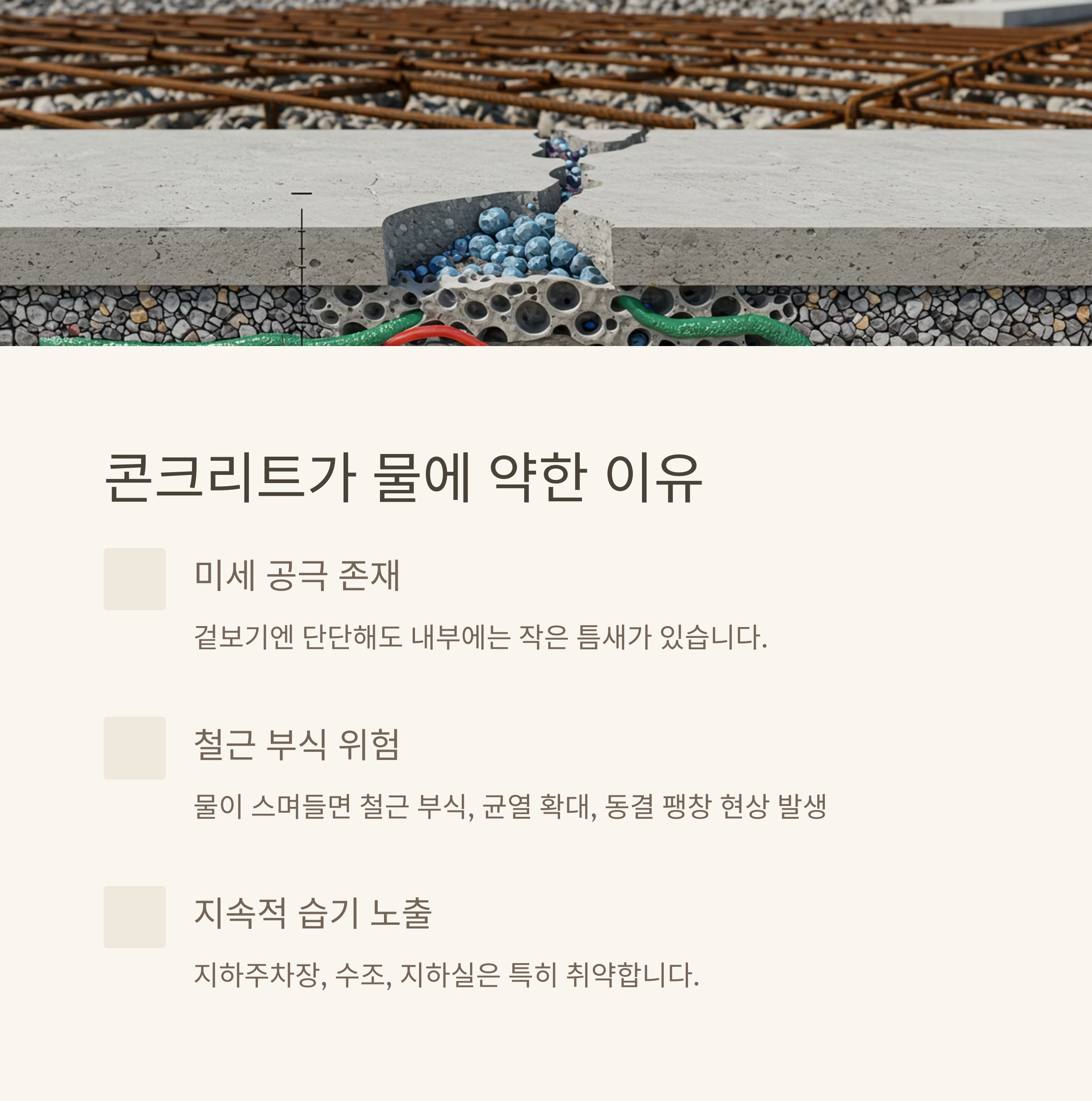 콘크리트 구조물이 물에 약한 이유