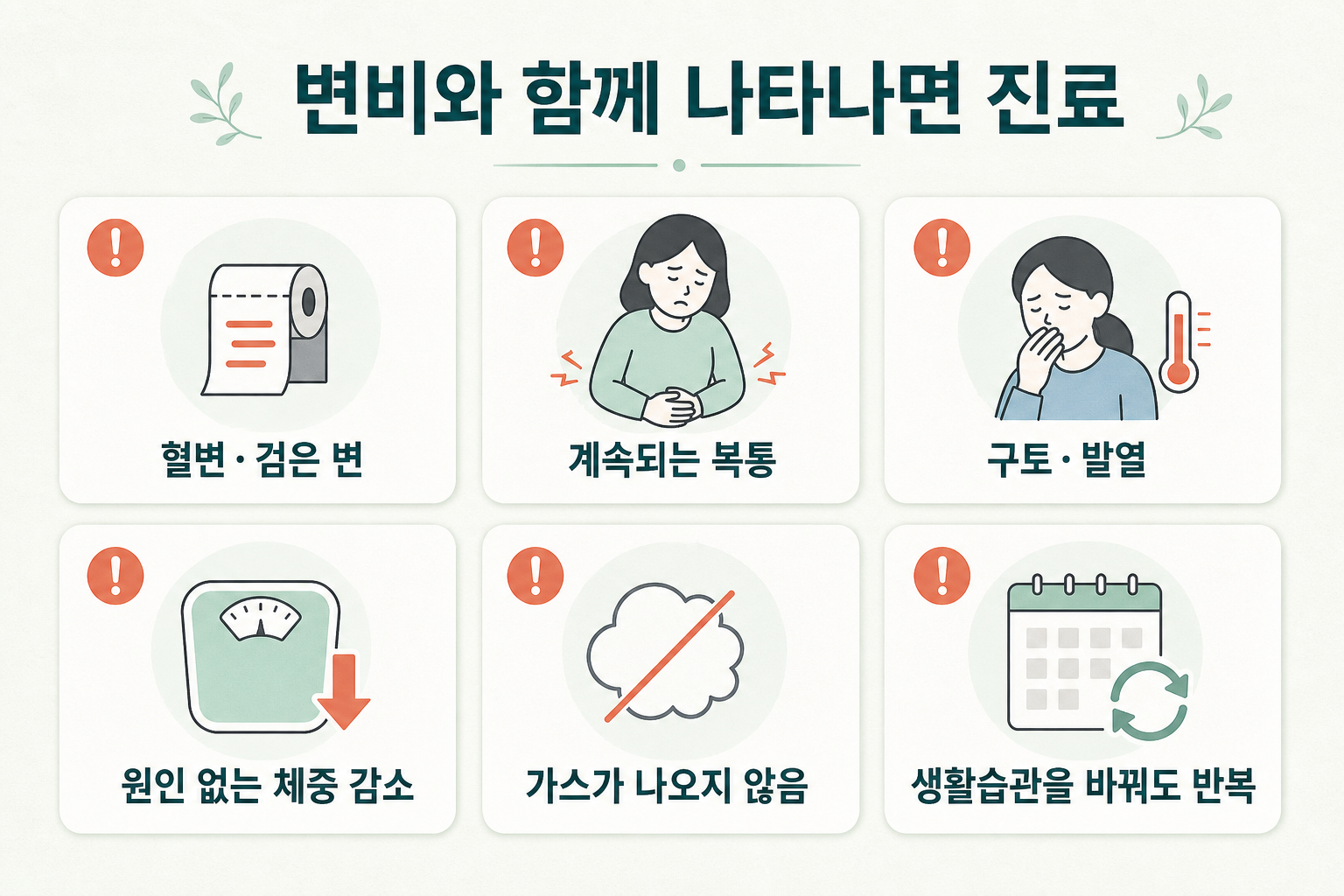 변비와 함께 나타날 때 진료가 필요한 증상 여섯 가지