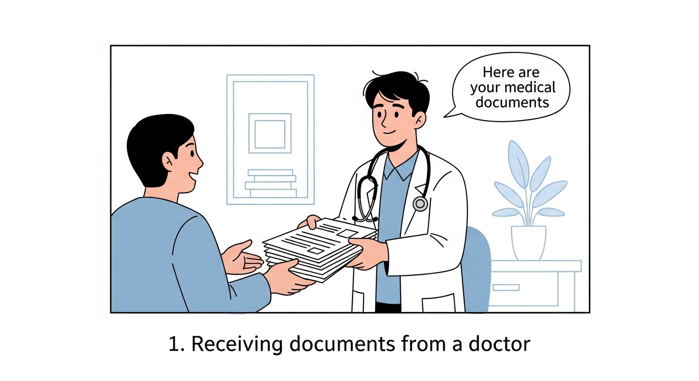 ①의사에게 서류받기