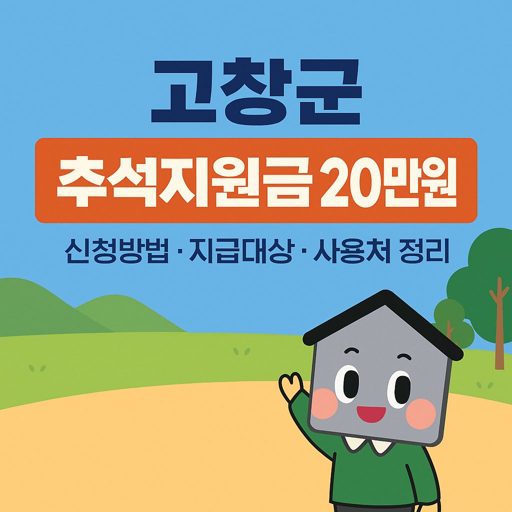 고창군 군민활력지원금 20만원 추석 지원금 안내 포스터