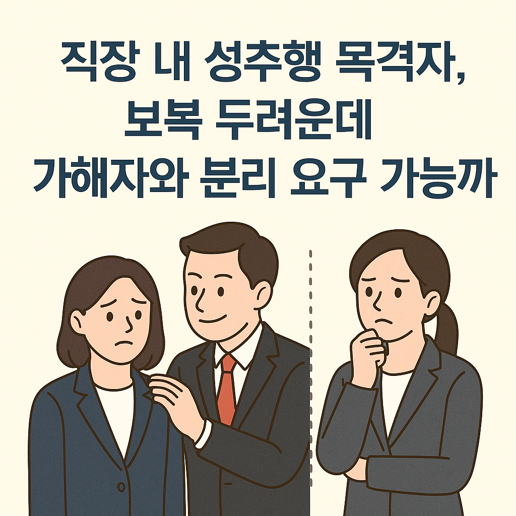 직장 내 성추행 목격자, 보복 두려운데 가해자와 분리 요구 가능할까?