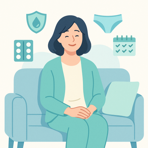 치료와 생활관리 후 칸디다 질염이 잘 조절된 편안한 상태를 표현한 이미지