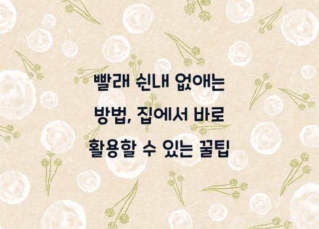 빨래 쉰내 없애는 방법