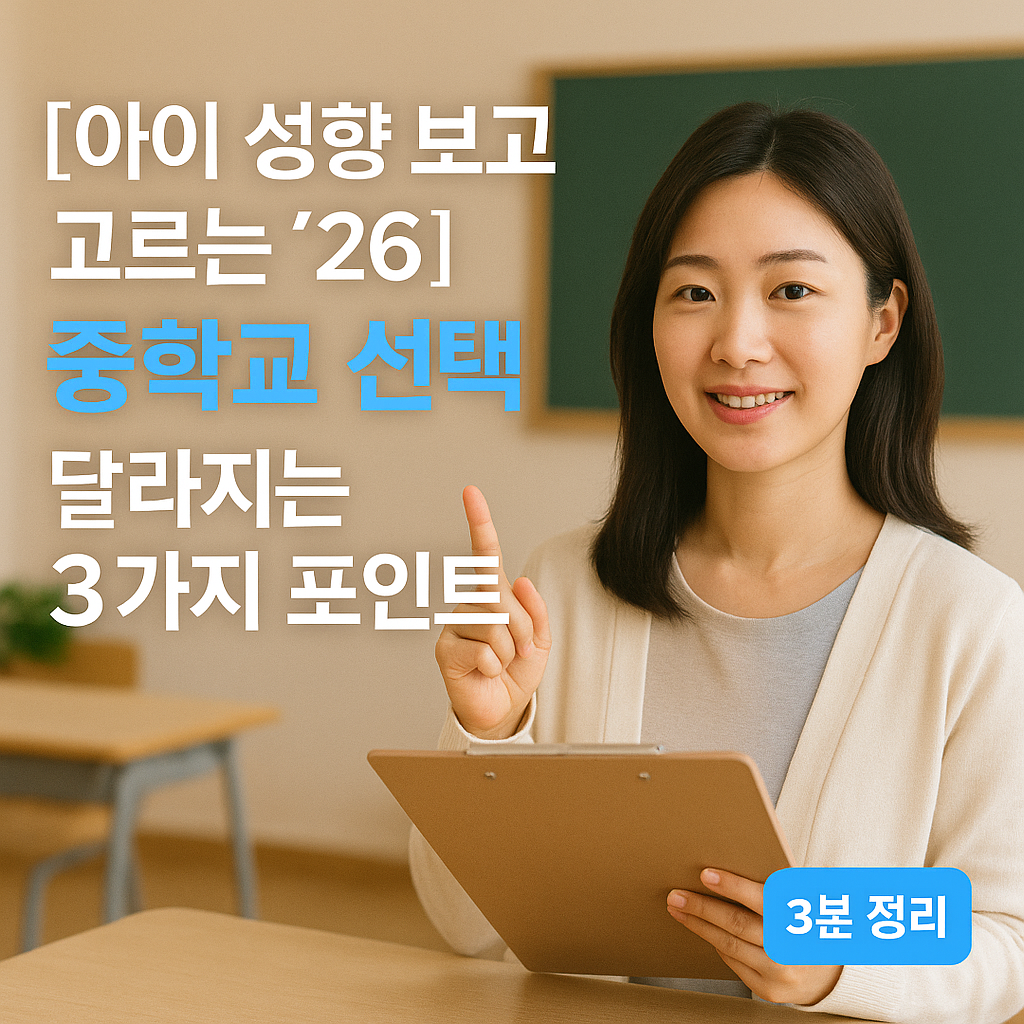 [아이 성향 보고 고르는 ’26] 중학교 선택 ｜ 달라지는 3가지 포인트
