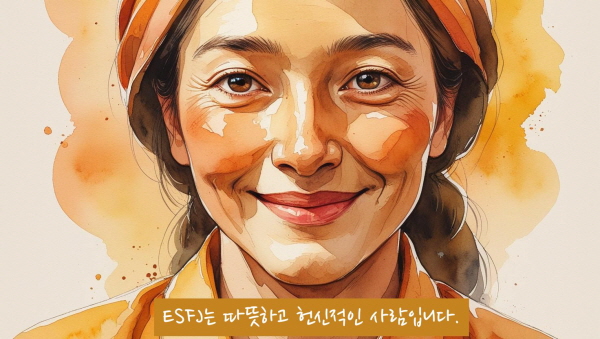 ESFJ는 따뜻하고 헌신적인 사람입니다. 하지만 헌신은 자기 소외를 통해 유지되어선 안 됩니다에 관한 그림입니다.