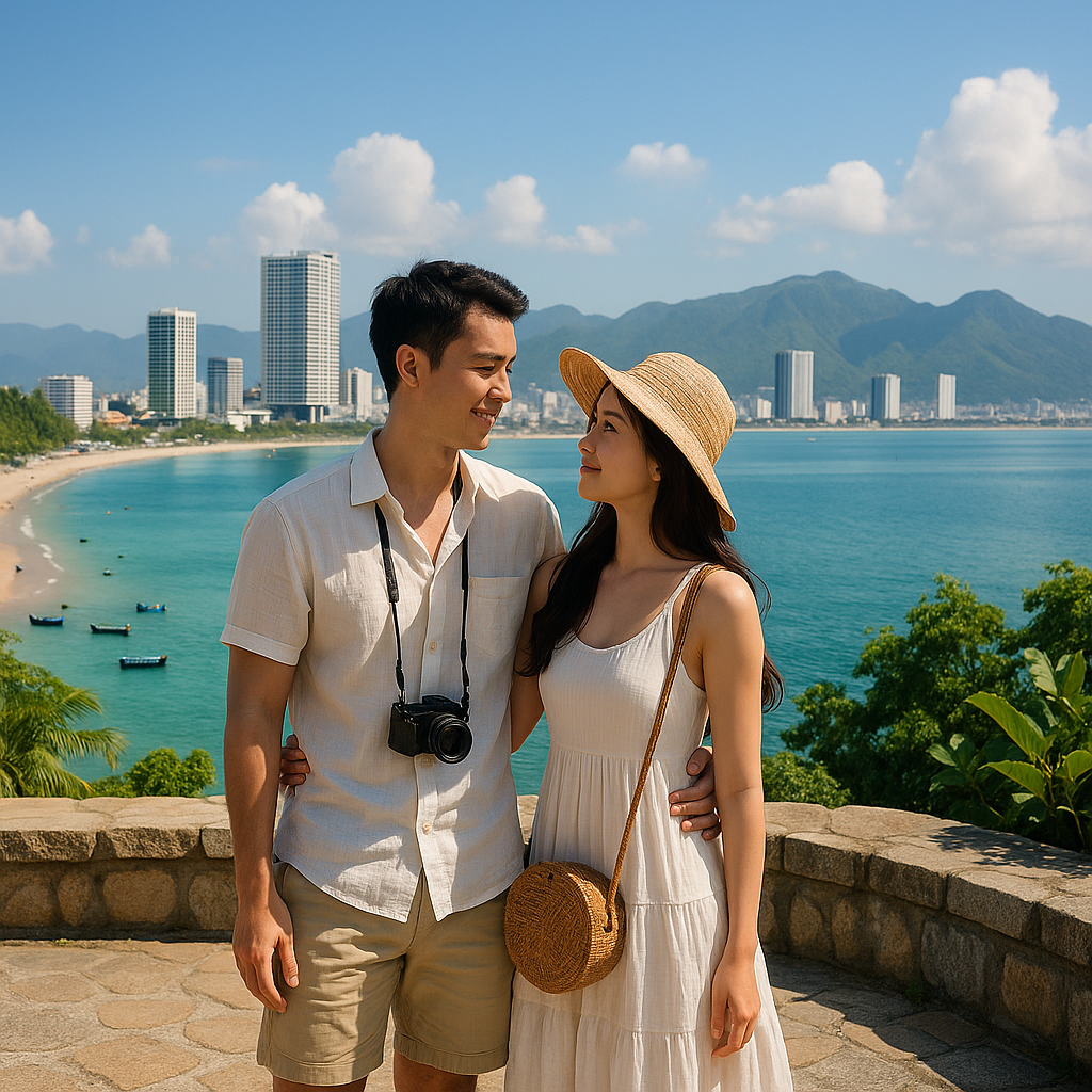 나트랑 여행하는 커플이미지