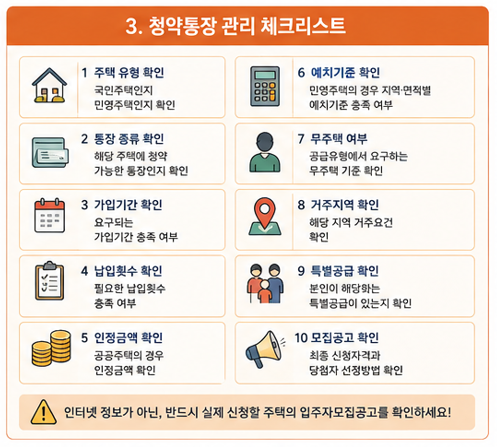 청약통장 관리 체크리스트