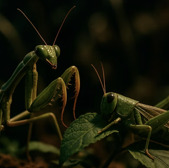 왕사마귀의 천적은 누구? 거미, 새와의 치열한 생존 싸움