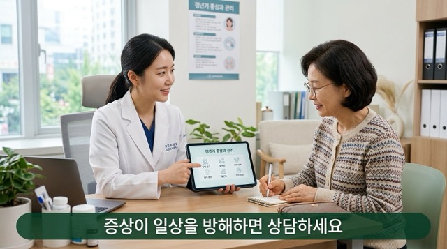 갱년기 산부인과 상담 장면
