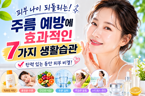 주름 예방에 효과적인 생활습관 7가지, 피부 나이 되돌리는 방법