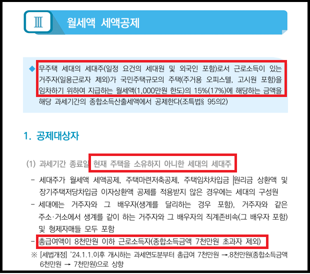 연말정산 월세 공제 요건