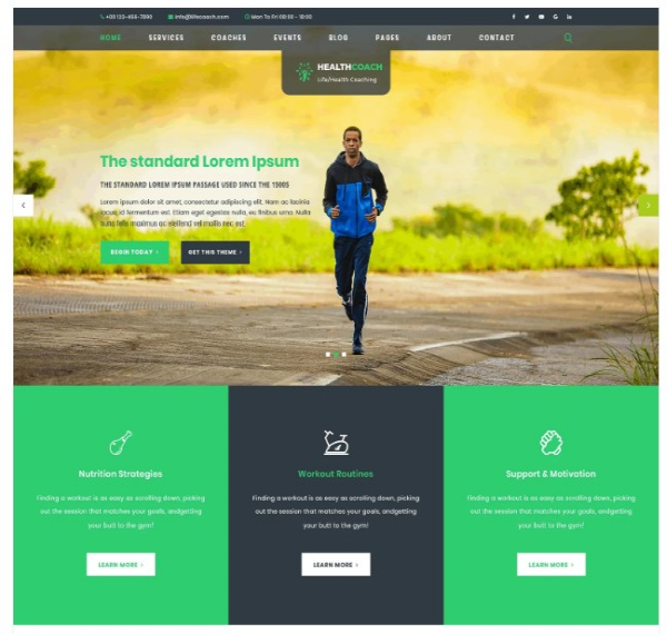 Health Coach 워드프레스 테마