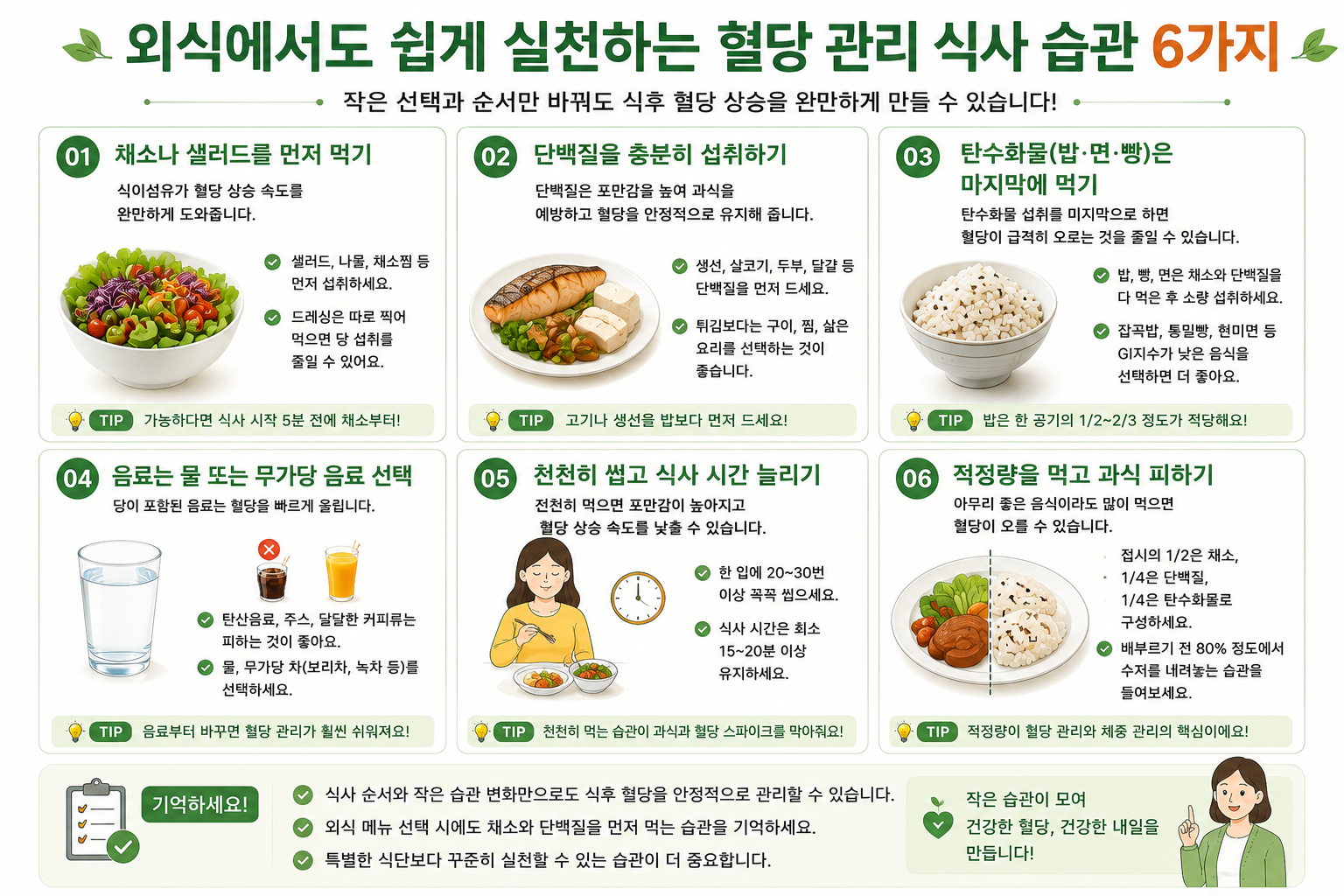 외식에서 식사 구성과 순서를 확인할 항목을 모은 그림