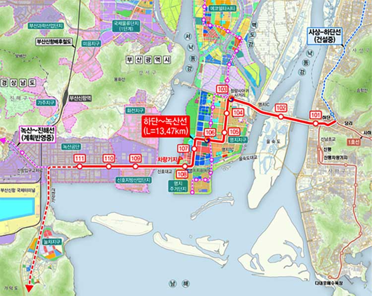 하단~녹사선 노선도