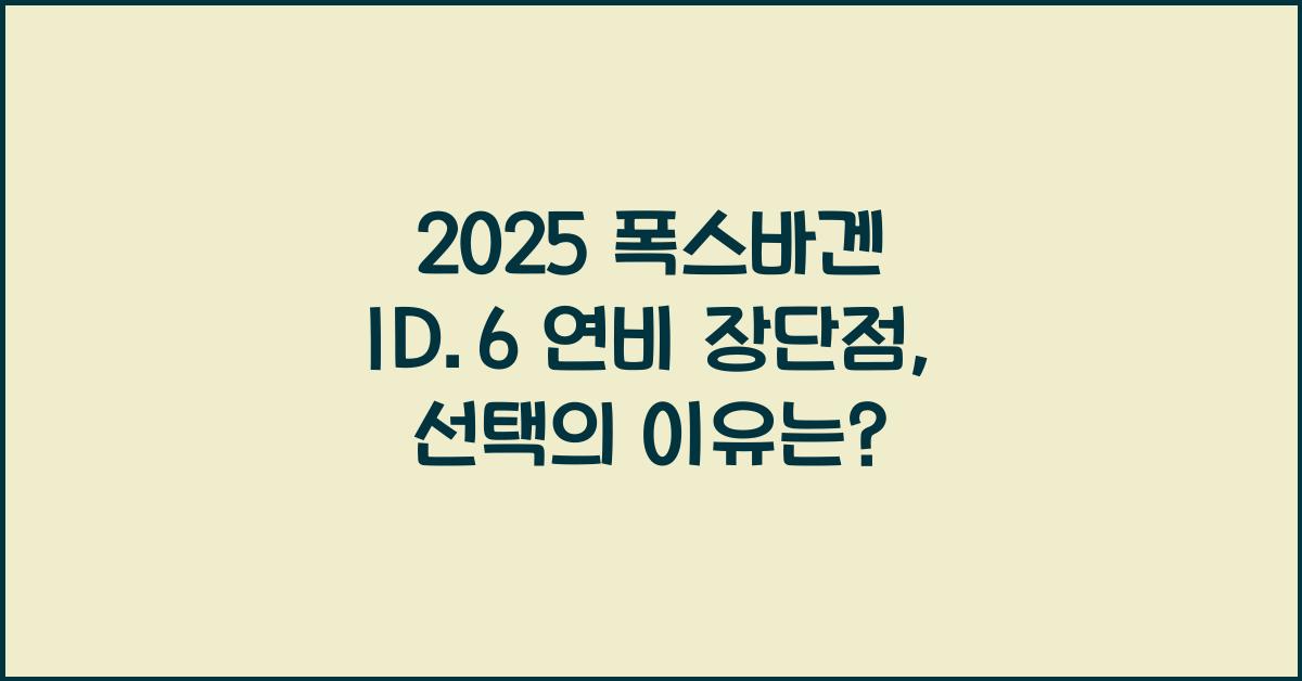 2025 폭스바겐 ID.6 연비 장단점