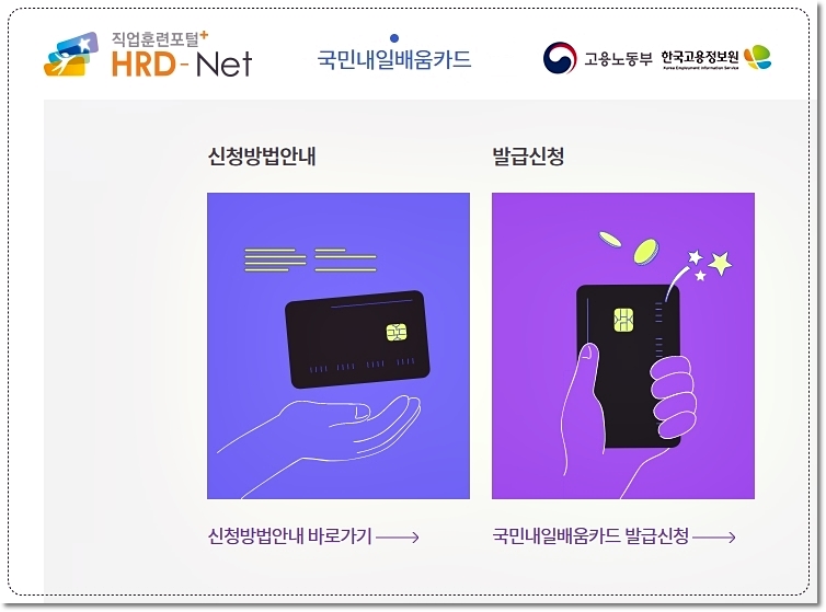 고용노동부 국민내일배움카드 자격 지원대상 지원내용 신청방법