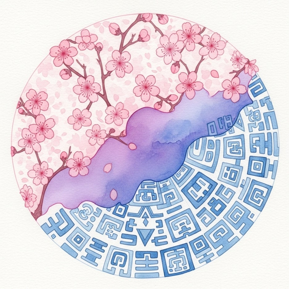 두 문화가 부드럽게 어우러지는 상징적인 이미지