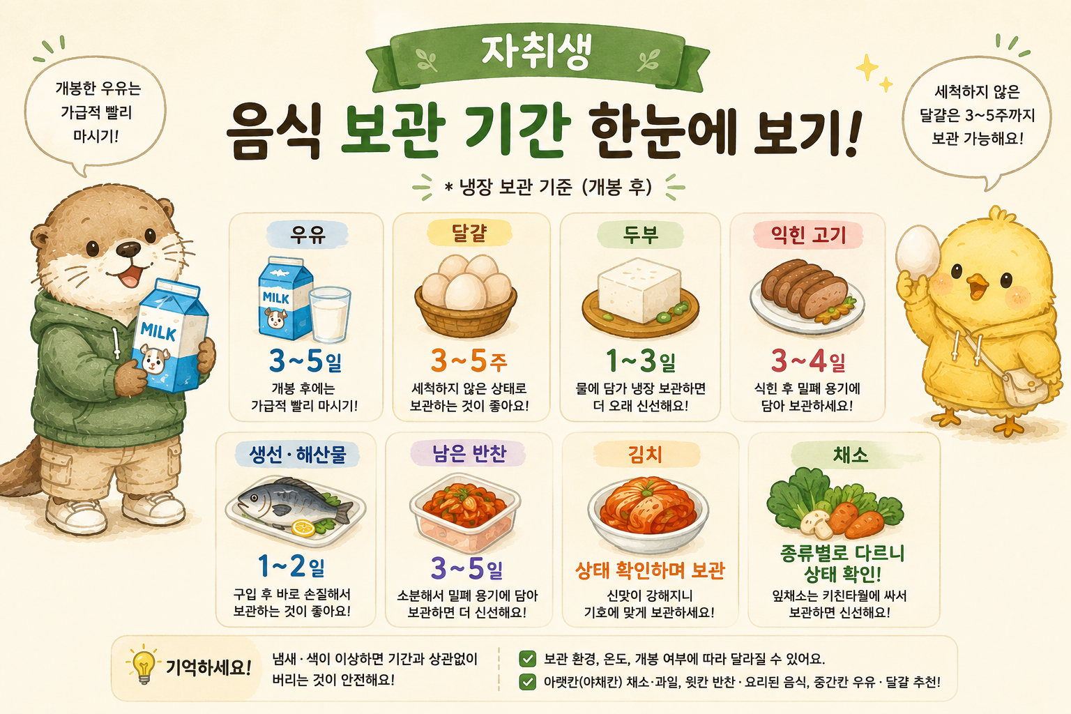 자취생 음식 보관 기간 인포그래픽