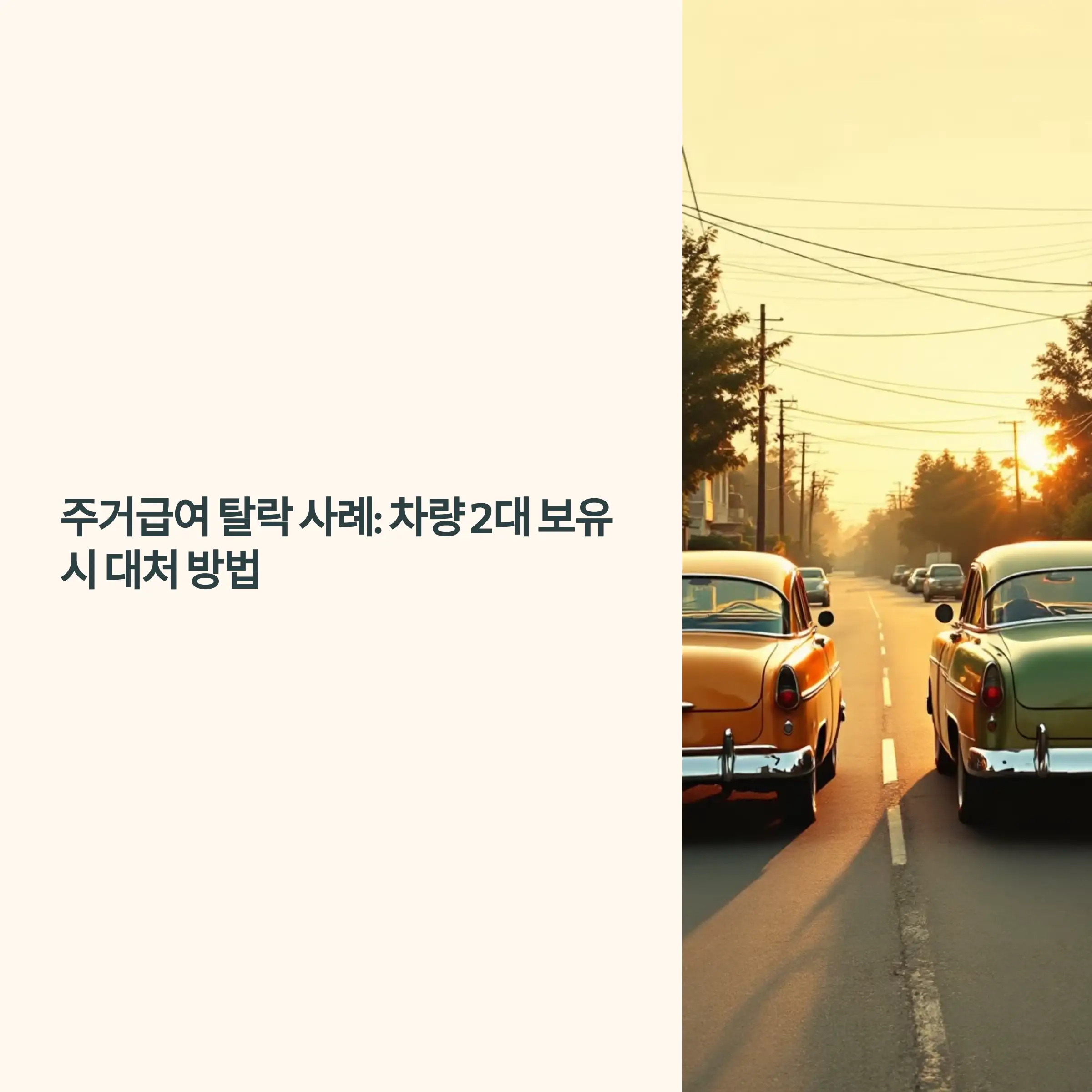 주거급여 탈락 사례 : 차량 2대 보유 시 대처 방법