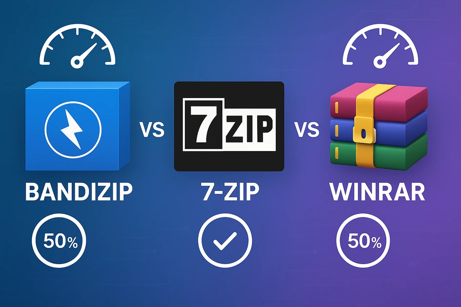 2025년 알집 대체 압축 프로그램 비교 - 반디집, 7Zip, WinRAR 성능 속도 분석