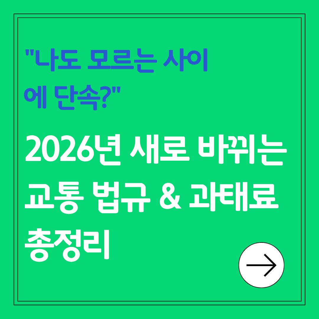 2026년 새로 바뀌는 교통 법규 &amp; 과태료 총정리