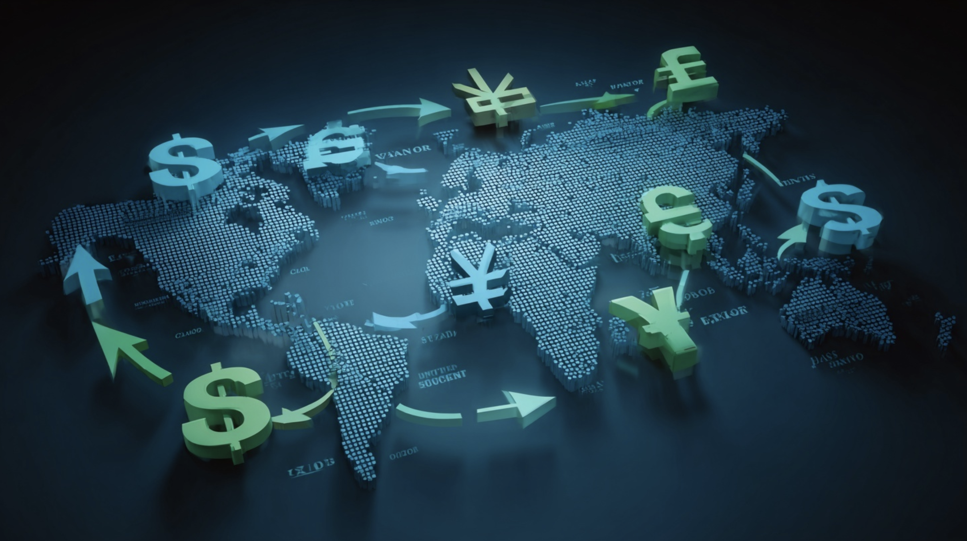 환율 변동이 국제 무역에 미치는 영향을 시각화한 개념도