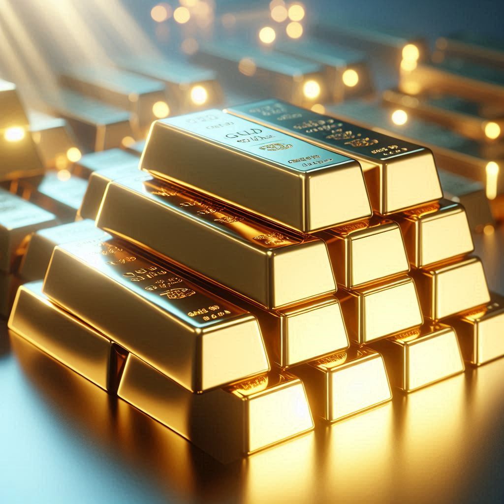 골드바가 쌓여있는 이미지