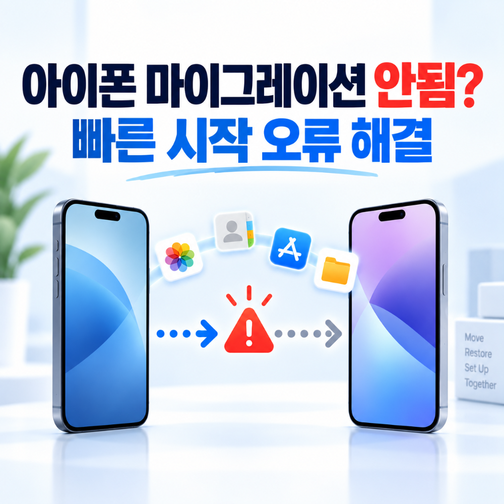 아이폰 마이그레이션 안됨 빠른 시작 오류 해결방법