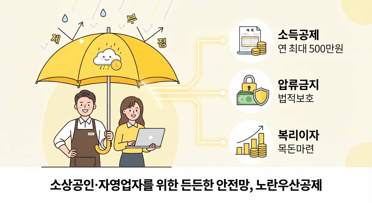 노란우산공제 가입 조건 및 소득공제 혜택 인포그래픽