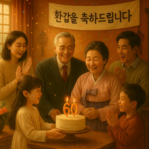 환갑-축하-파티-가족들-케익