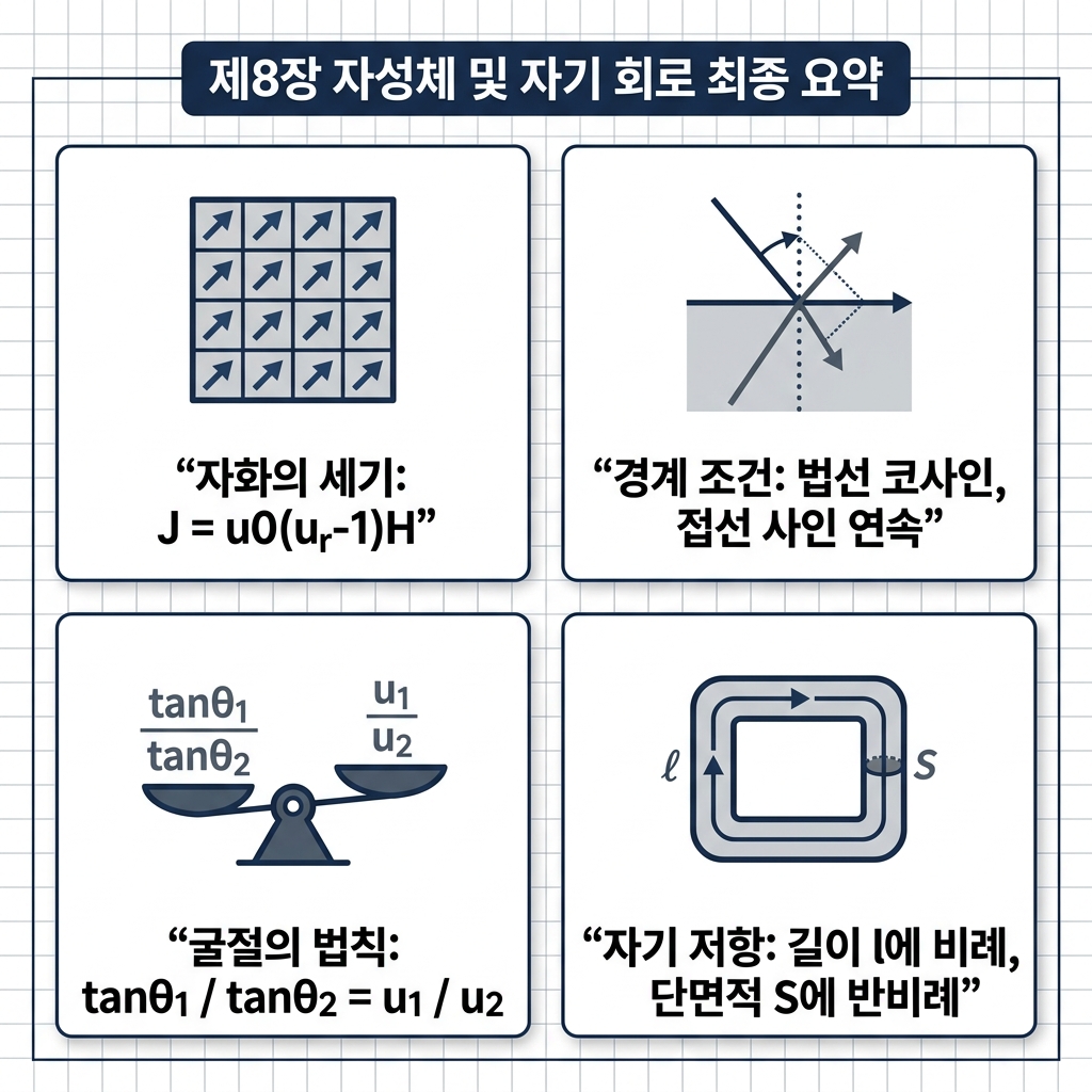 [전자기학] 제8장 자성체와 자기 회로의 비밀자화와 분극의 세기, 전계&middot;자계 경계 조건 및 자기 회로 오옴의 법칙 총정리