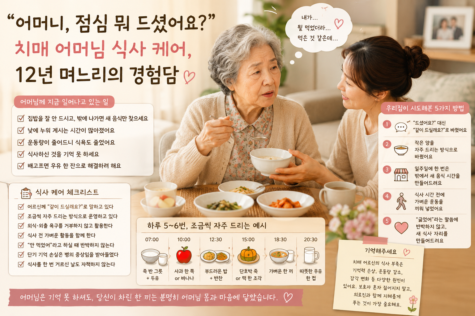 치매 어머님이 식사를 잊으실 때