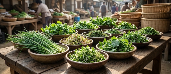 fresh wild vegetables