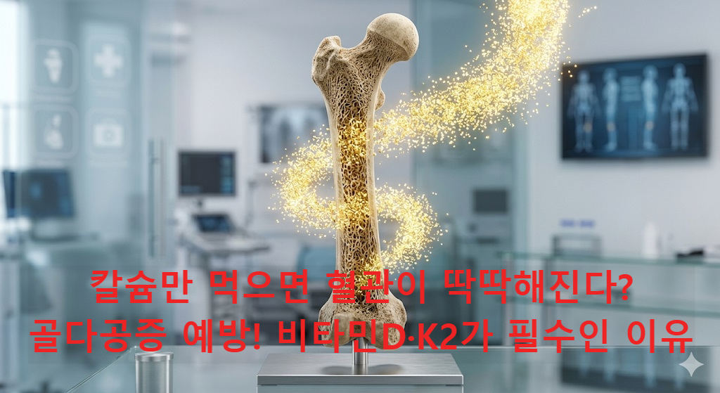 뼈 건강을 돕는 칼슘과 비타민D, K2의 상호작용 이미지